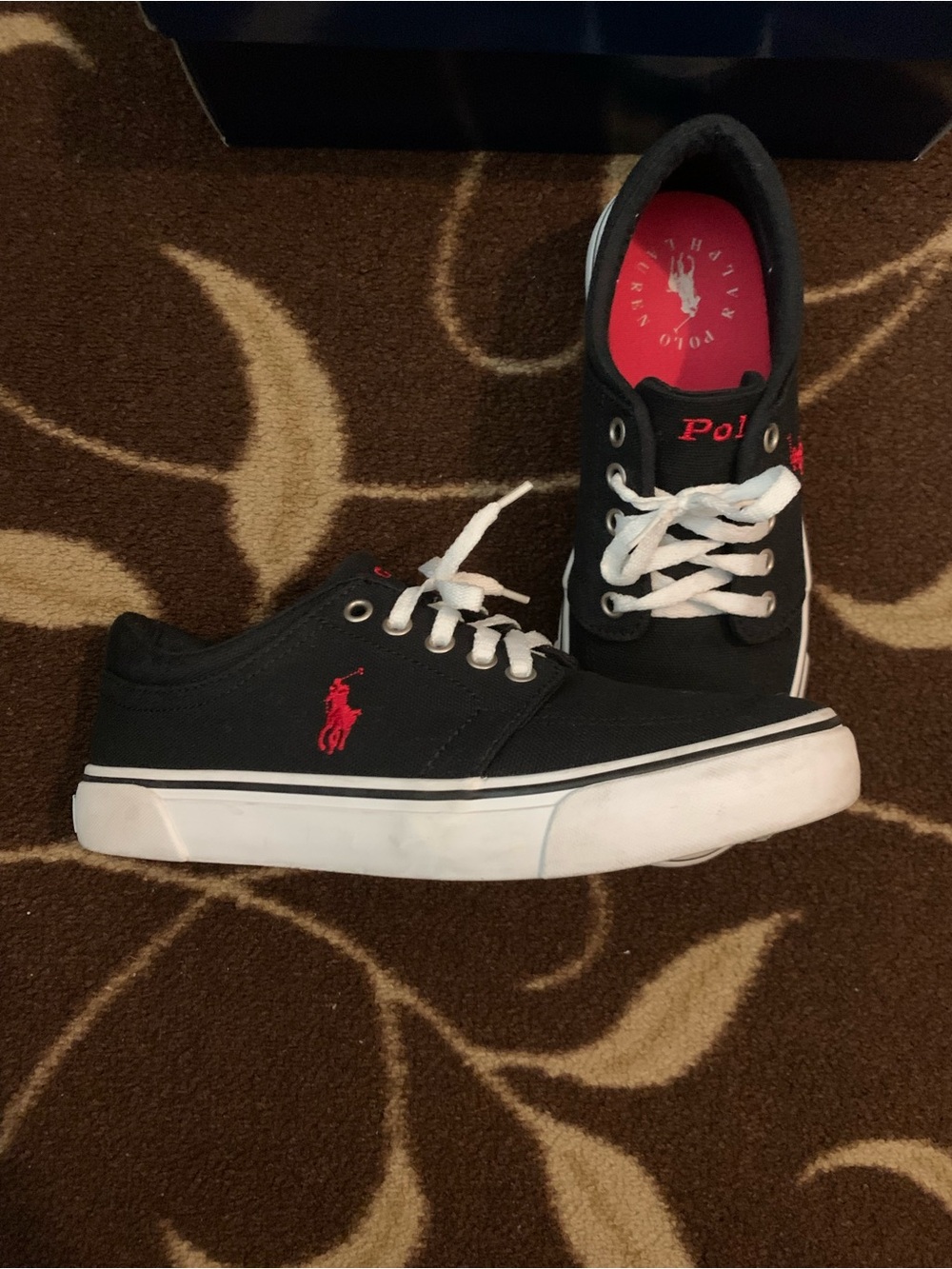 Polo by Ralph Lauren Black Canvas Sneakers with White Laces - Picture 2 of 5